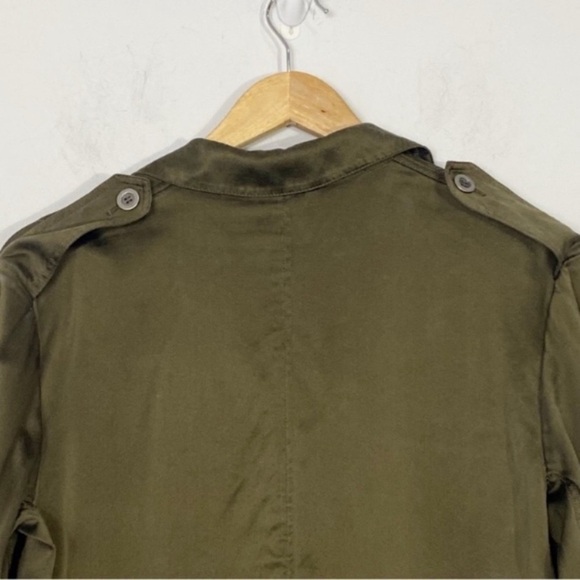 THEORY Silk Utility Cargo Jacket Olive Green - Picture 6 of 10